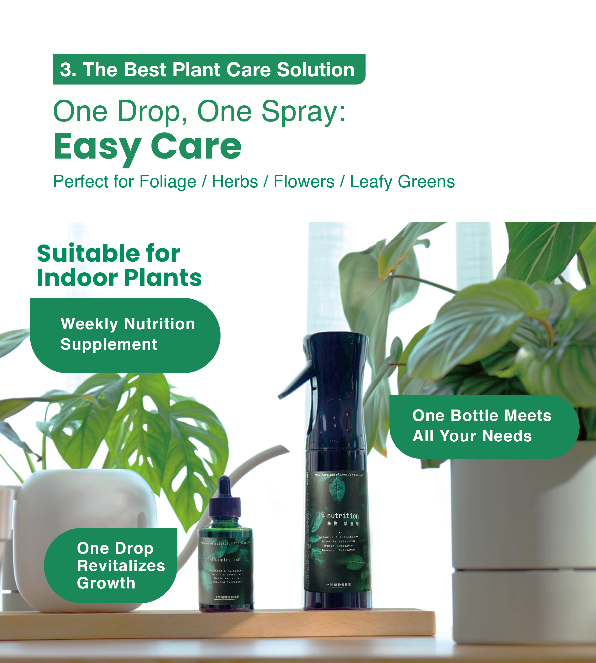 One Drop, One Spray: Easy Care