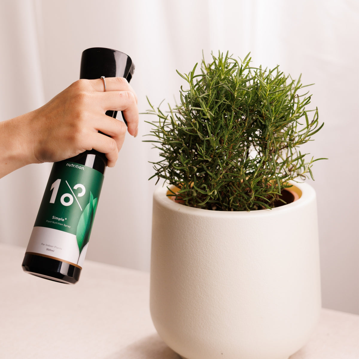 1%植物關鍵 Simple+ 植物營養噴霧使用於香草盆栽,免稀釋即可噴灑,適合居家植物日常營養照護