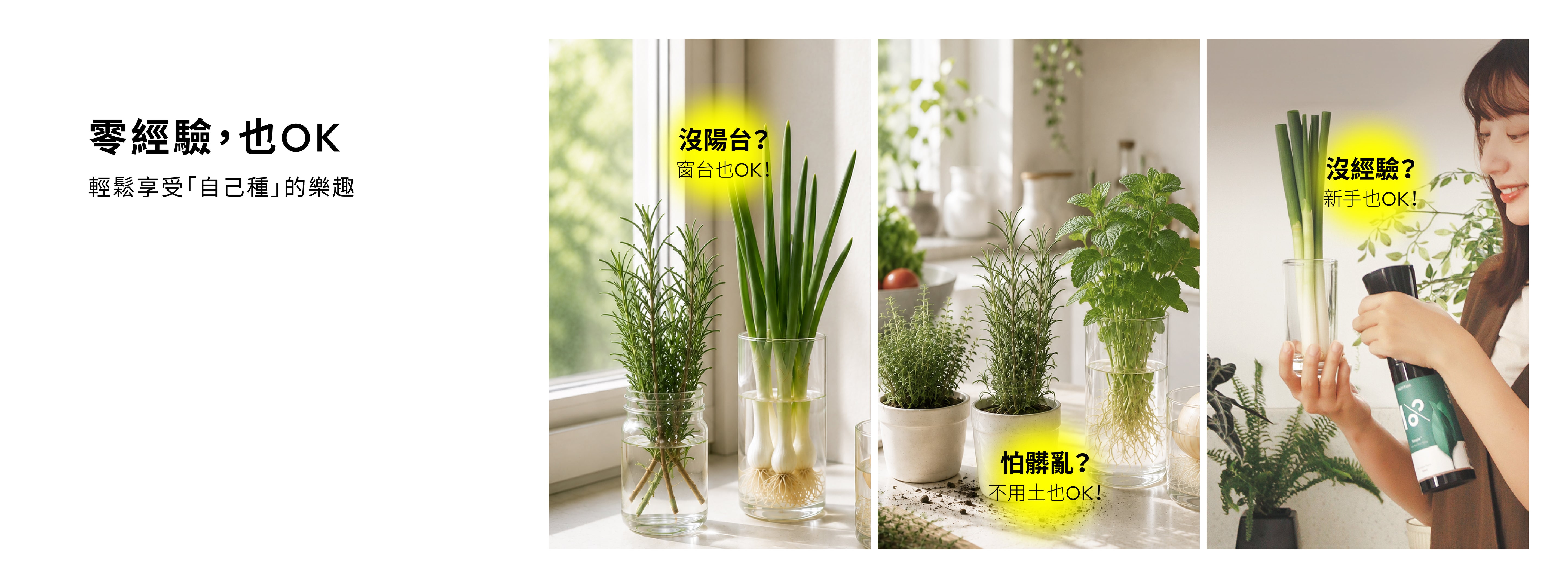 1%植物關鍵 Grow+ 居家種植入門，適合無陽台、怕髒亂與零經驗的新手進行窗台水培及香草栽種